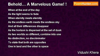Vidushi Khera - Behold… A Marvelous Game! !