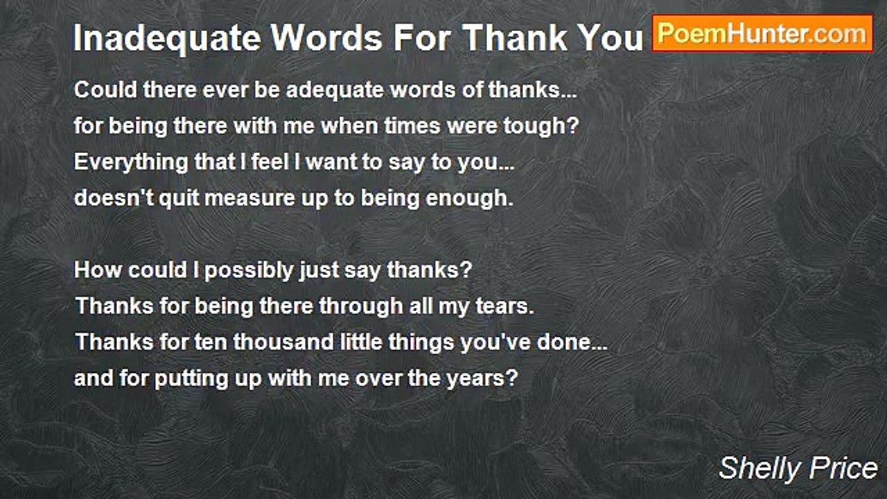 Shelly Price - Inadequate Words For Thank You