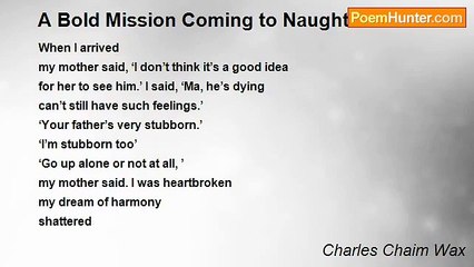 Charles Chaim Wax - A Bold Mission Coming to Naught