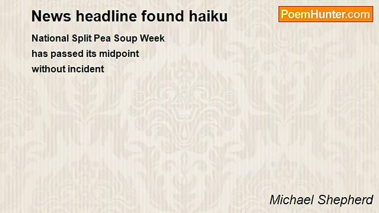 Michael Shepherd - News headline found haiku