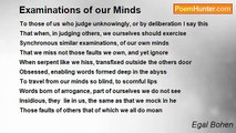 Egal Bohen - Examinations of our Minds