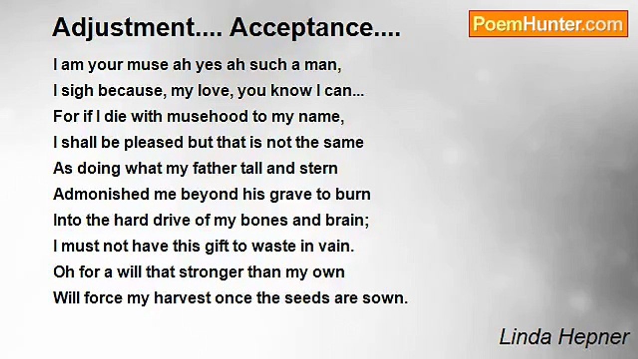 Linda Hepner - Adjustment.... Acceptance....