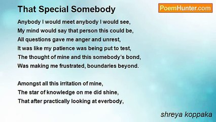 shreya koppaka - That Special Somebody