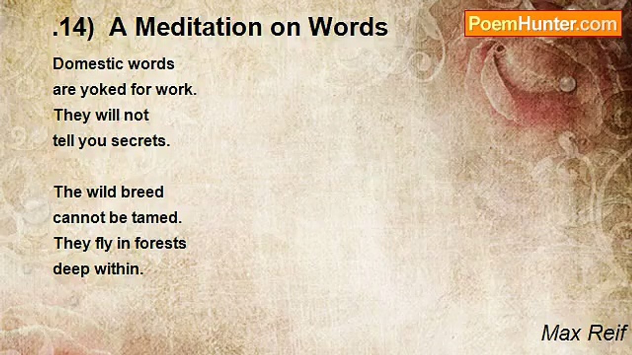 Max Reif - .14)  A Meditation on Words