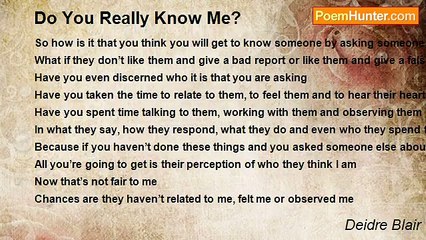 Deidre Blair - Do You Really Know Me?