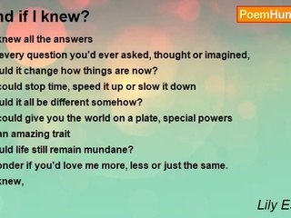 Lily Espinosa - And if I knew?