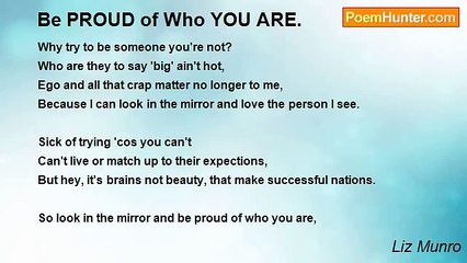 Liz Munro - Be PROUD of Who YOU ARE.