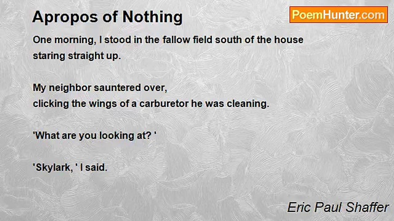 Eric Paul Shaffer - Apropos of Nothing