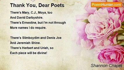 Shannon Chapel - Thank You, Dear Poets