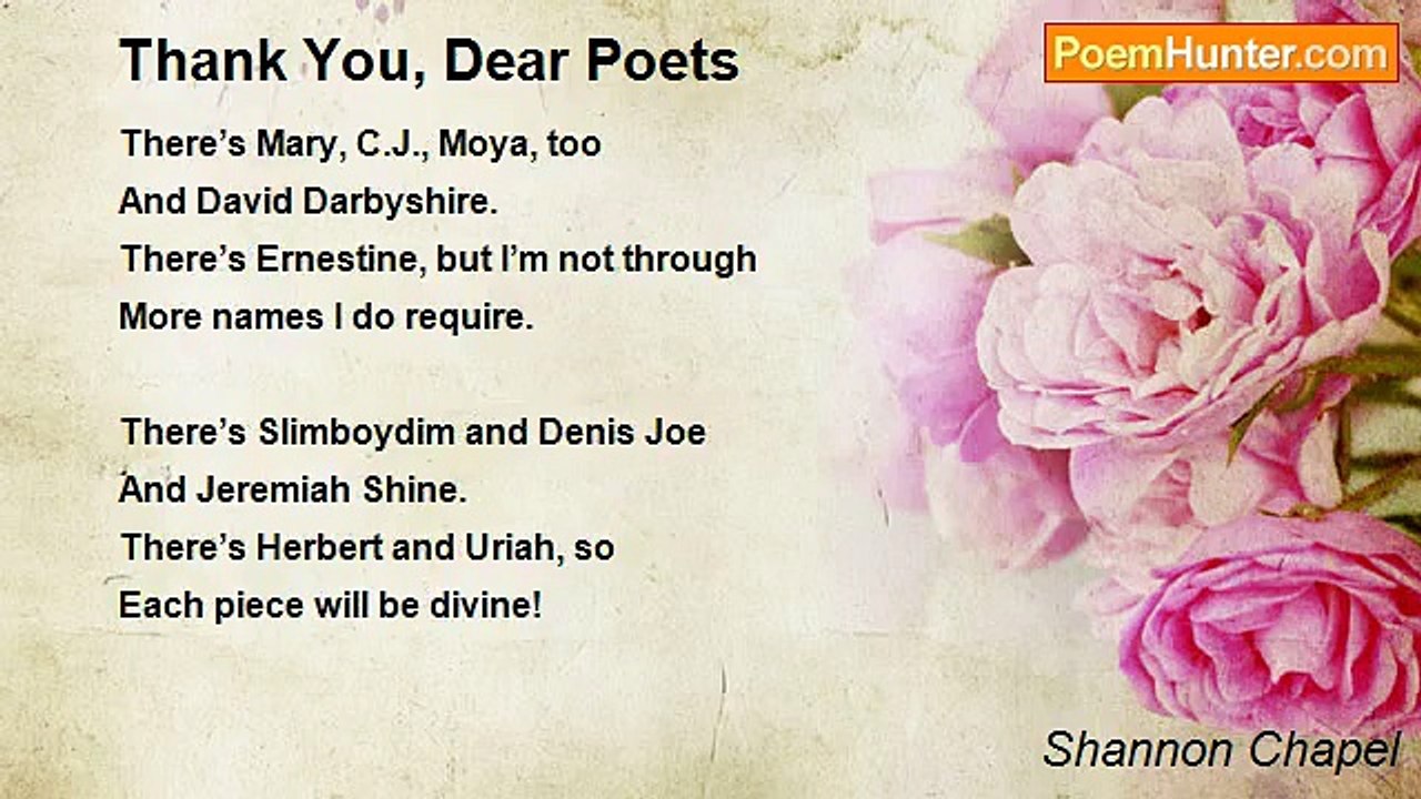 Shannon Chapel - Thank You, Dear Poets
