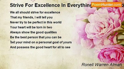 Ronell Warren Alman - Strive For Excellence In Everything That You Do