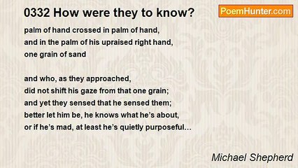 Michael Shepherd - 0332 How were they to know?