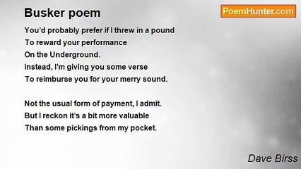 Dave Birss - Busker poem