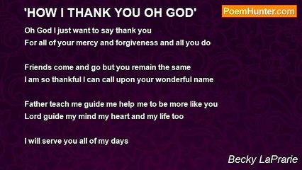 Becky LaPrarie - 'HOW I THANK YOU OH GOD'