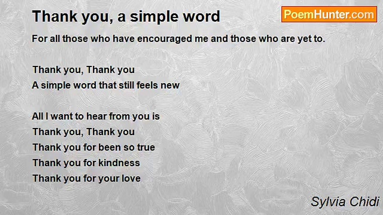 Sylvia Chidi - Thank you, a simple word