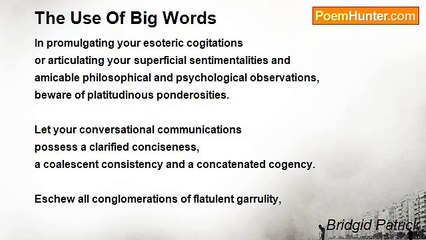 Bridgid Patrick - The Use Of Big Words