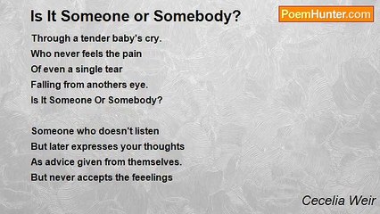 Cecelia Weir - Is It Someone or Somebody?