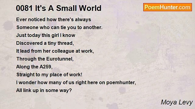 Moya Levy - 0081 It's A Small World