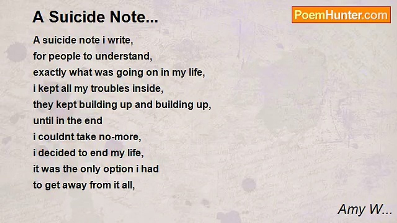 Amy W... - A Suicide Note...