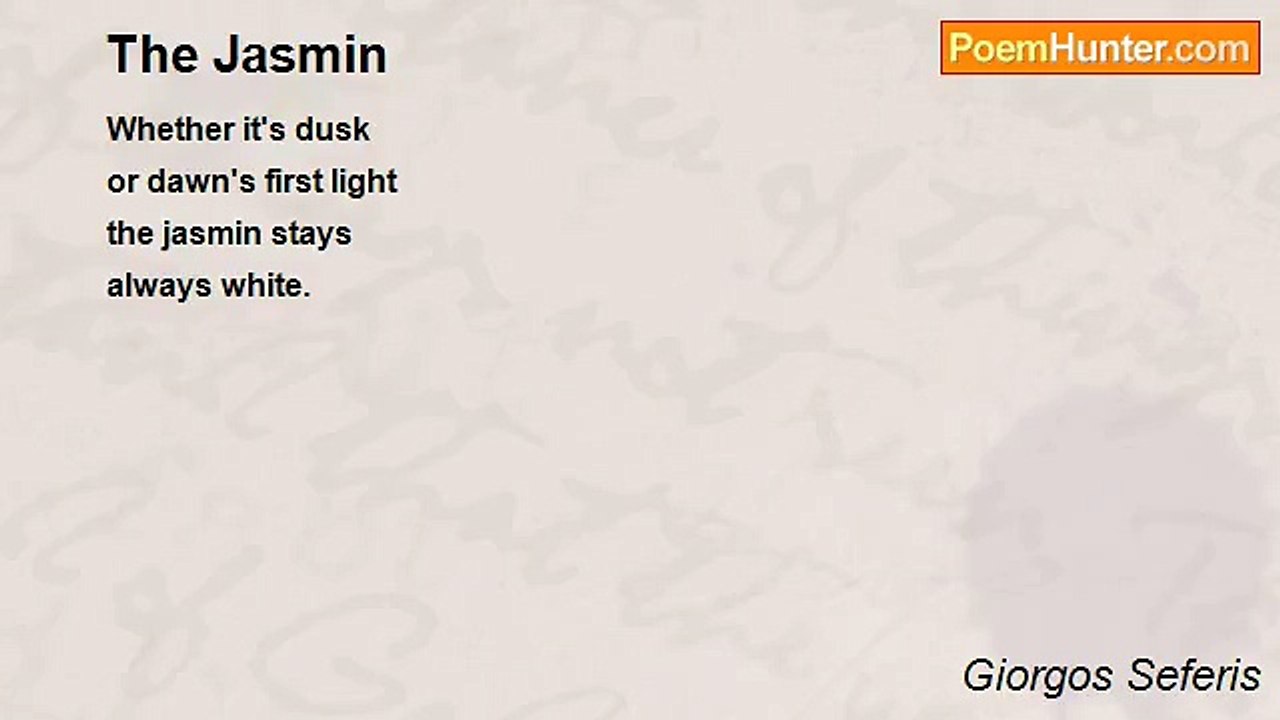 Giorgos Seferis - The Jasmin