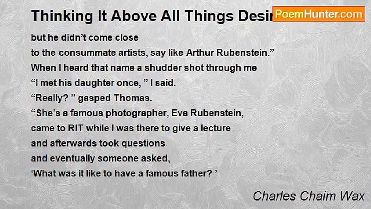 Charles Chaim Wax - Thinking It Above All Things Desirable