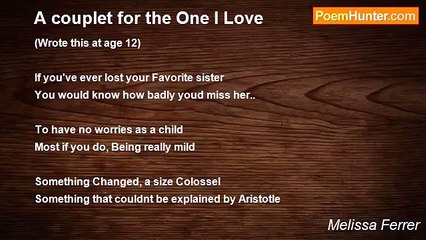 Melissa Ferrer - A couplet for the One I Love
