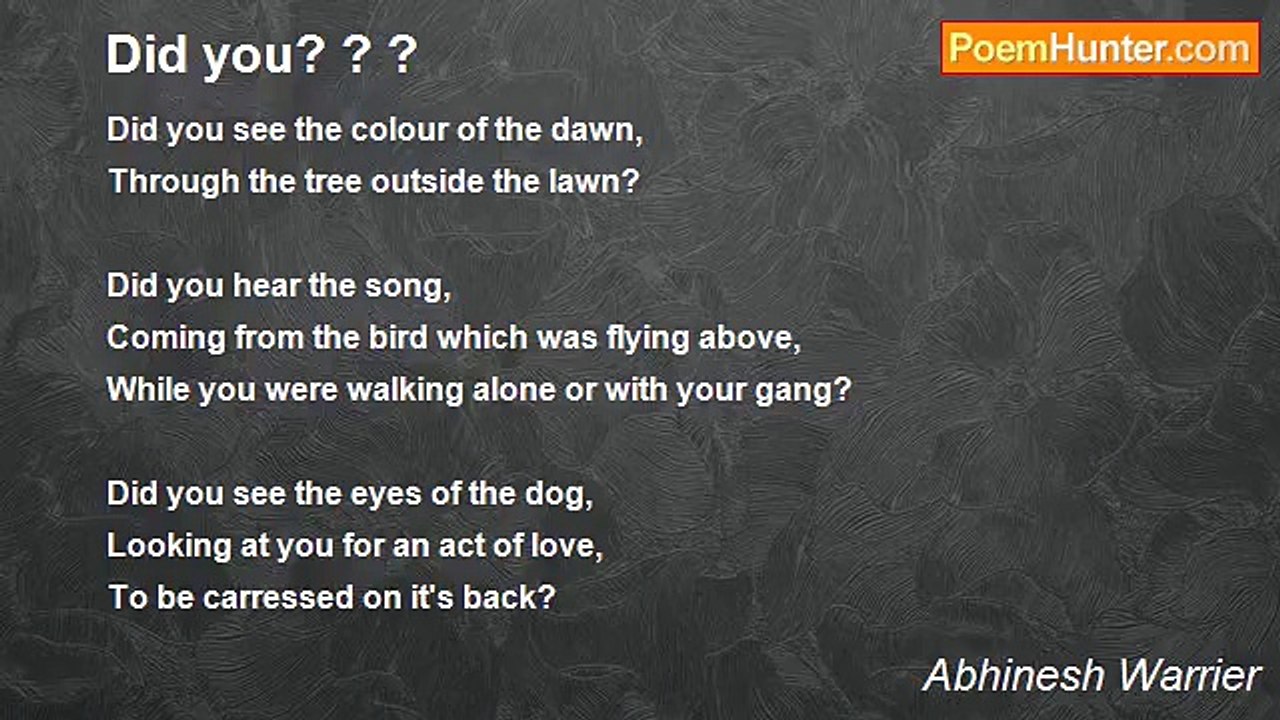 Abhinesh Warrier - Did you? ? ?