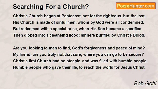 Bob Gotti - Searching For a Church?
