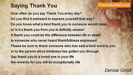 Denise Girod - Saying Thank You