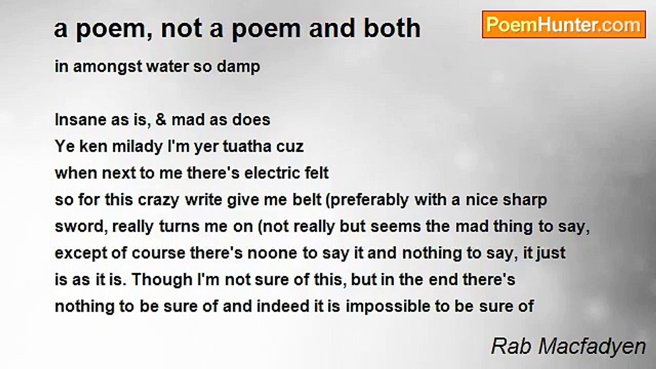 Rab Macfadyen - a poem, not a poem and both