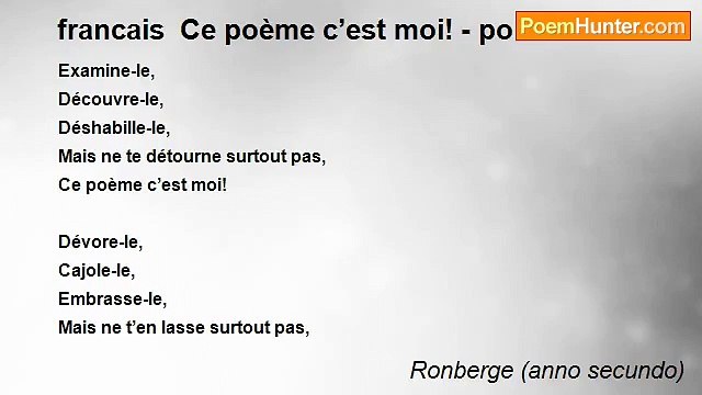 Ronberge (anno secundo) - francais Ce poème c’est moi! - pour ma femme