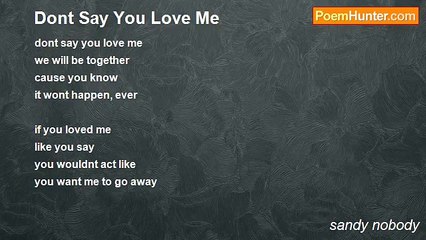 sandy nobody - Dont Say You Love Me