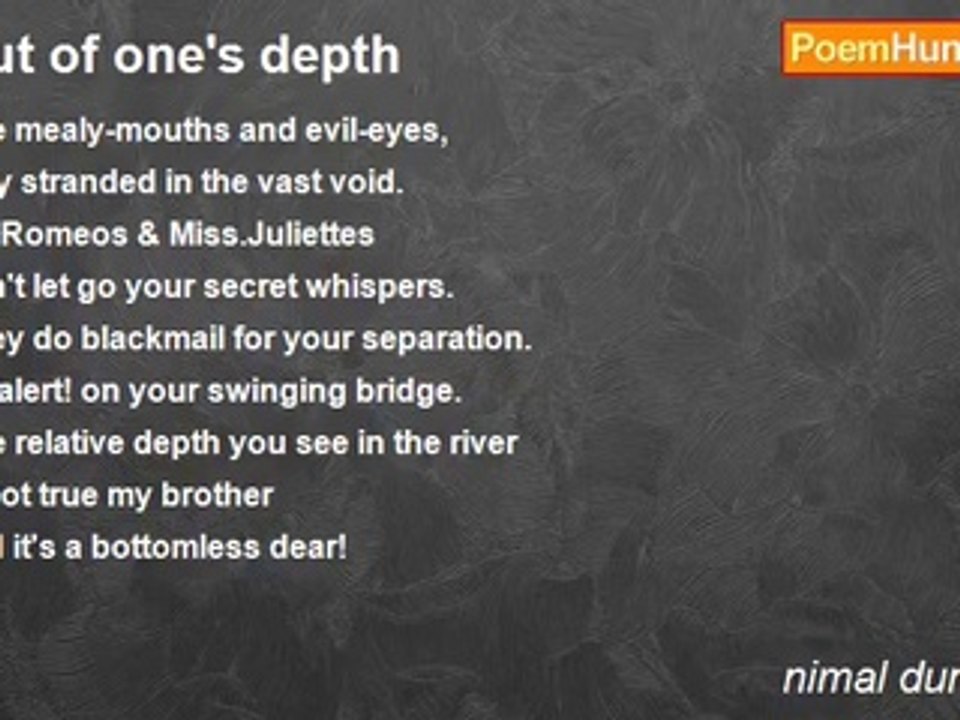 nimal dunuhinga - Out of one's depth