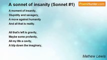 Mathew Lewis - A sonnet of insanity (Sonnet #1)