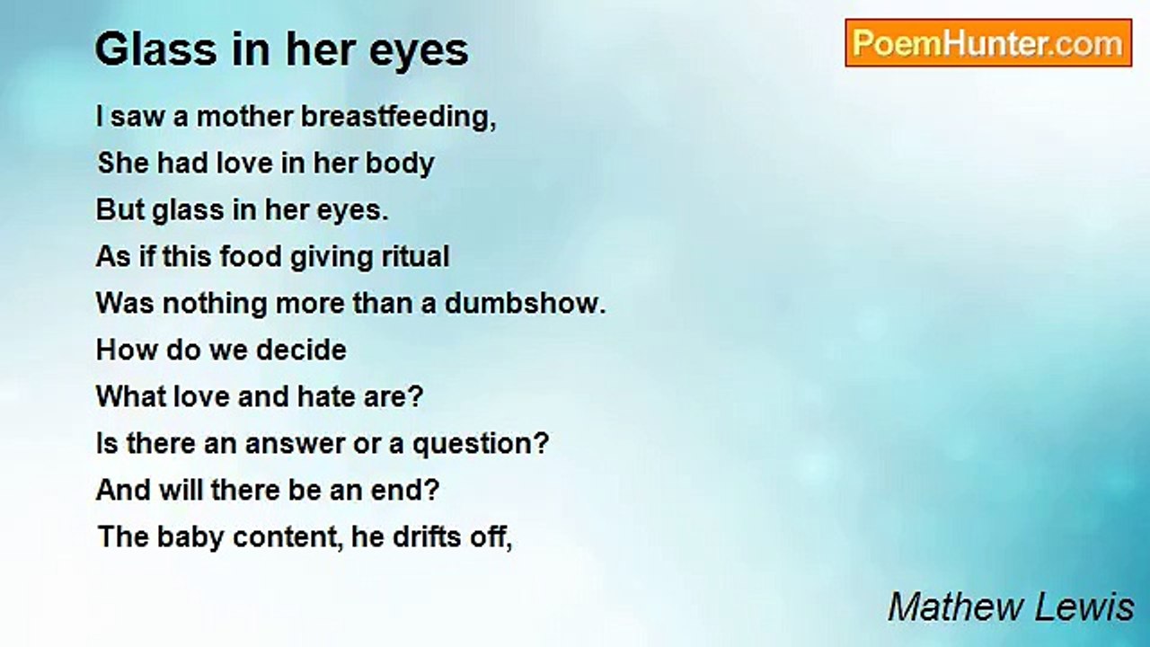 Mathew Lewis - Glass in her eyes