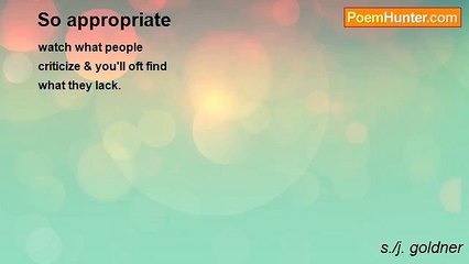 s./j. goldner - So appropriate