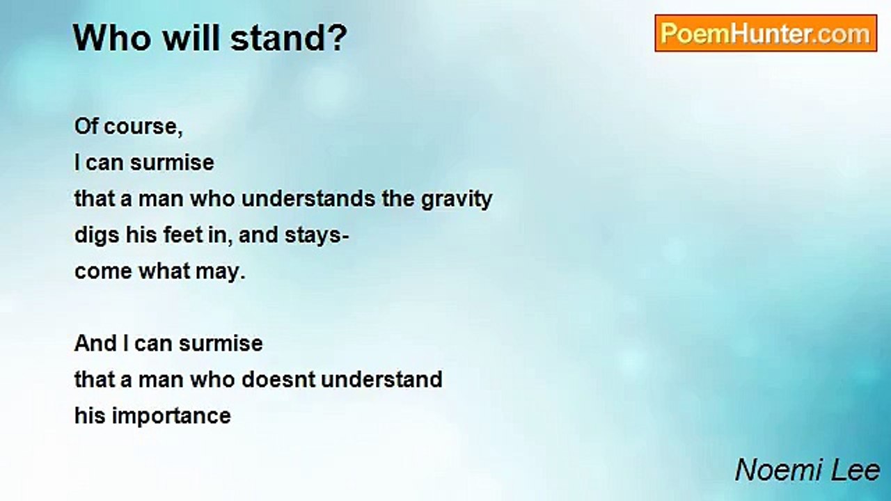 Noemi Lee - Who will stand?