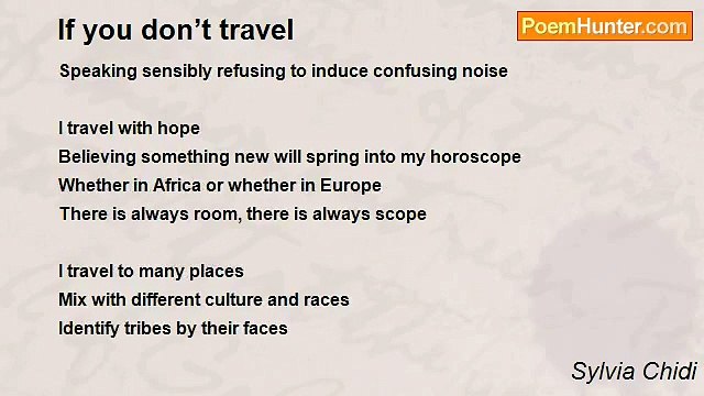 Sylvia Chidi - If you don’t travel