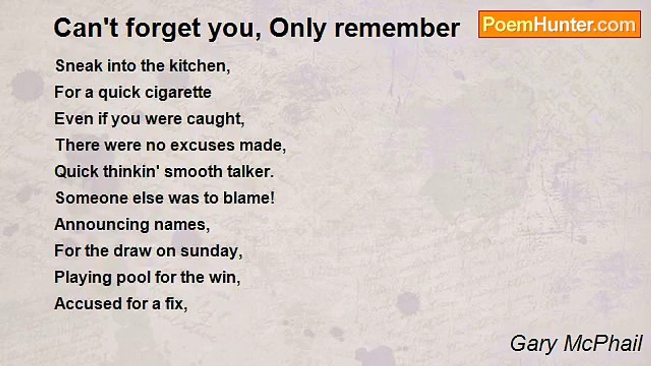 Gary McPhail - Can't forget you, Only remember