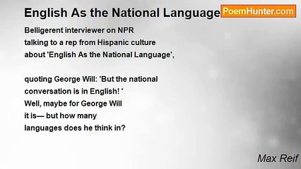 Max Reif - English As the National Language?