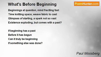 Paul Moosberg - What's Before Beginning