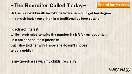 Mary Nagy - ~The Recruiter Called Today~