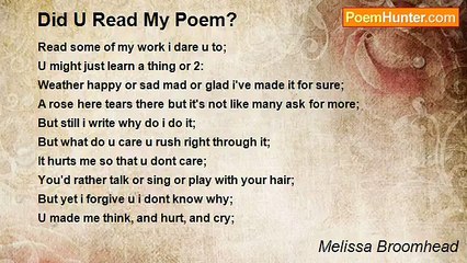 Melissa Broomhead - Did U Read My Poem?