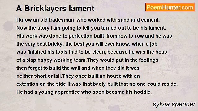 sylvia spencer - A Bricklayers lament