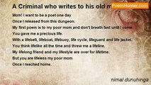 nimal dunuhinga - A Criminal who writes to his old mother