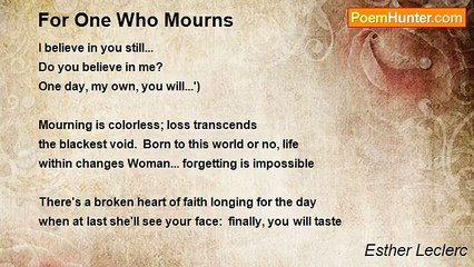 Esther Leclerc - For One Who Mourns