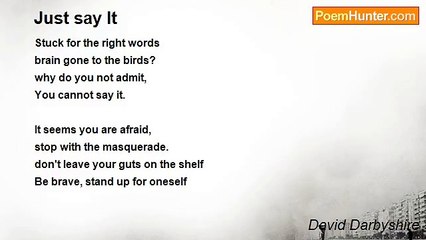 David Darbyshire - Just say It