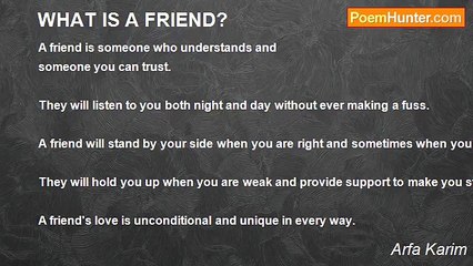 Arfa Karim - WHAT IS A FRIEND?