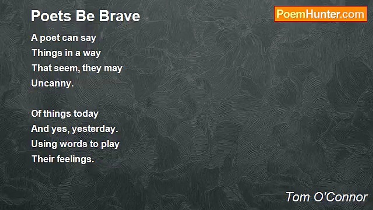 Tom O'Connor - Poets Be Brave