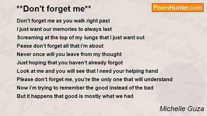 Michelle Guza - **Don't forget me**